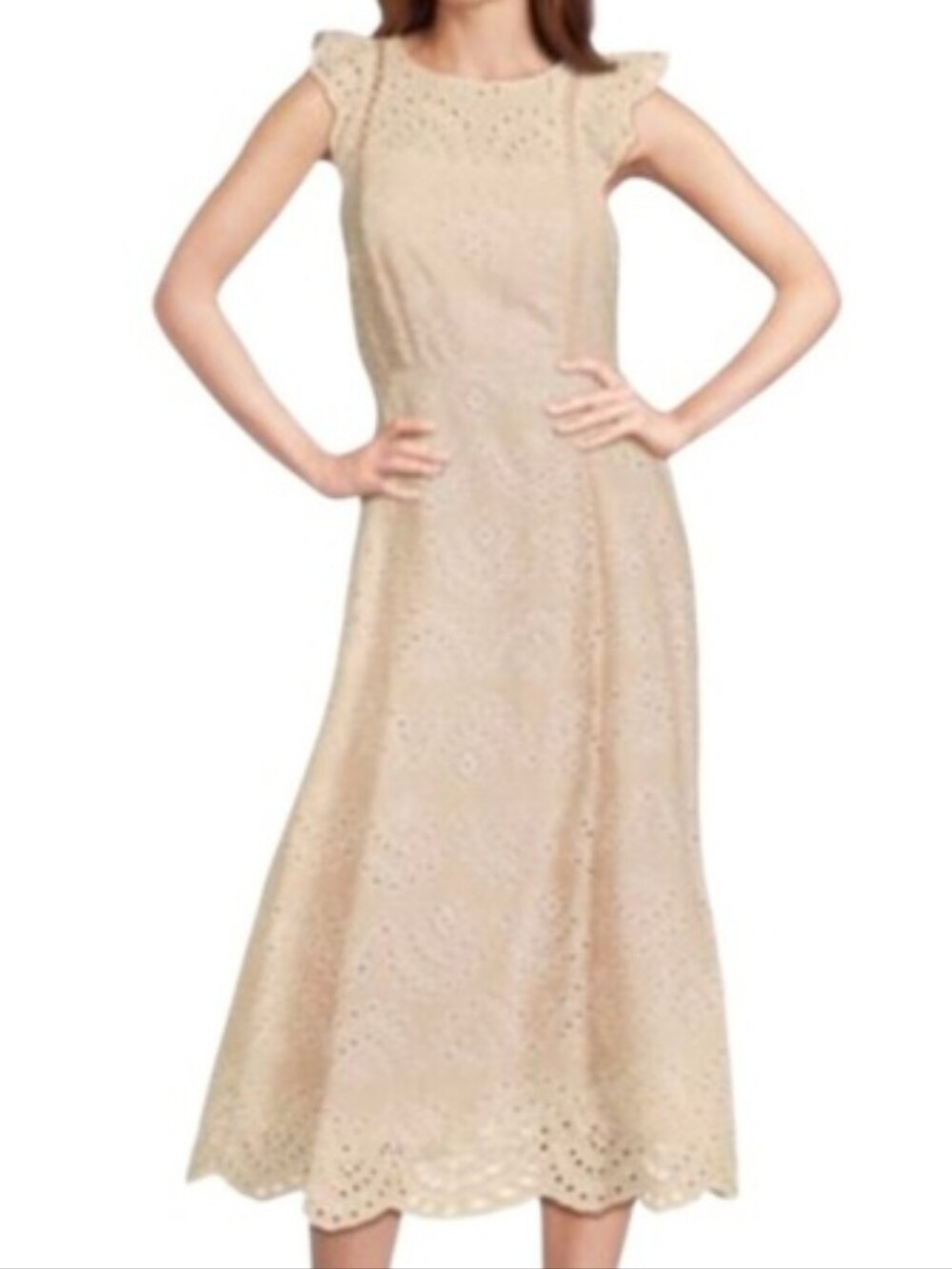 🌿🍒 NWT Sam Edelman Eyelet Fit And Flare Midi Dress Size 10/ M 🍒🌿